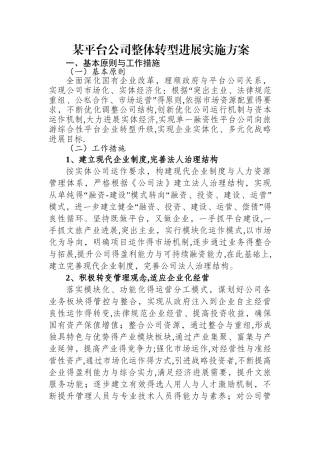 某平台公司整体转型发展规划方案