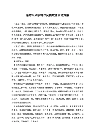 某市治顽疾转作风提效能活动方案