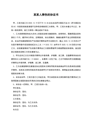 某某人摔伤的协议书