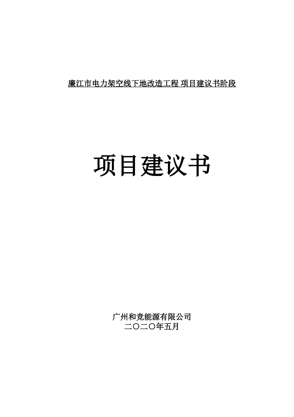 某某市电力架空线下地改造工程项目可行性研究报告_第1页