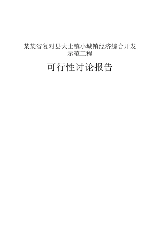 某某省复对县大士镇小城镇经济综合开发示范工程项目可行性研究报告