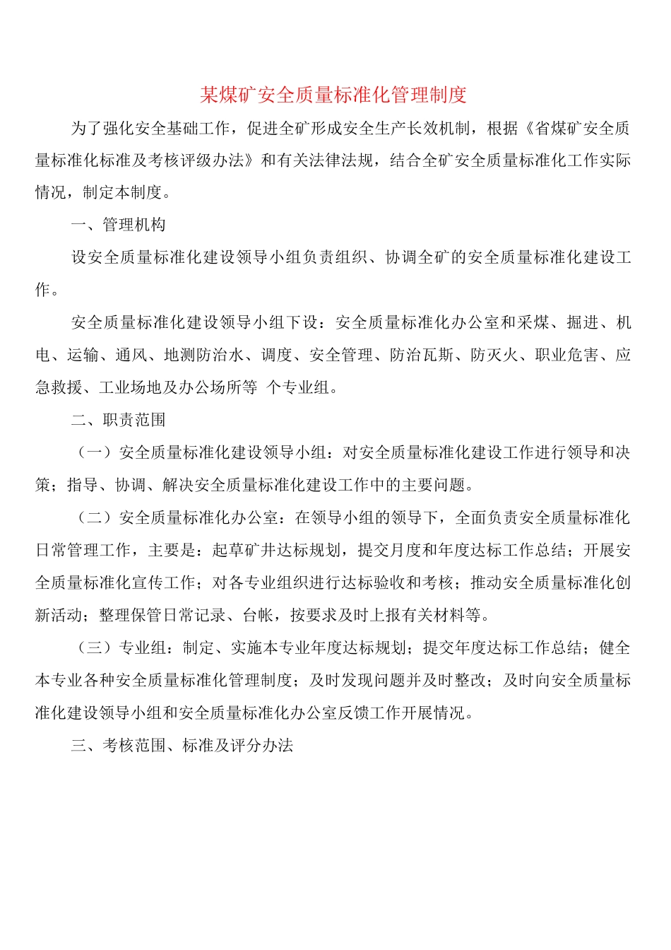 某煤矿安全质量标准化管理制度_第1页