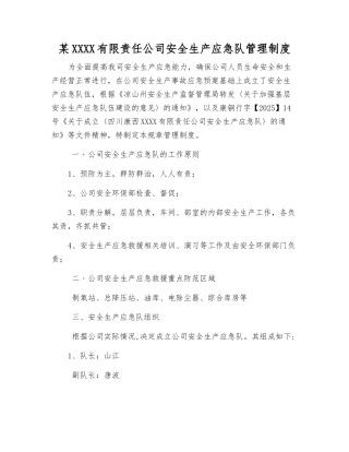 某铜业有限责任公司安全生产应急队管理制度