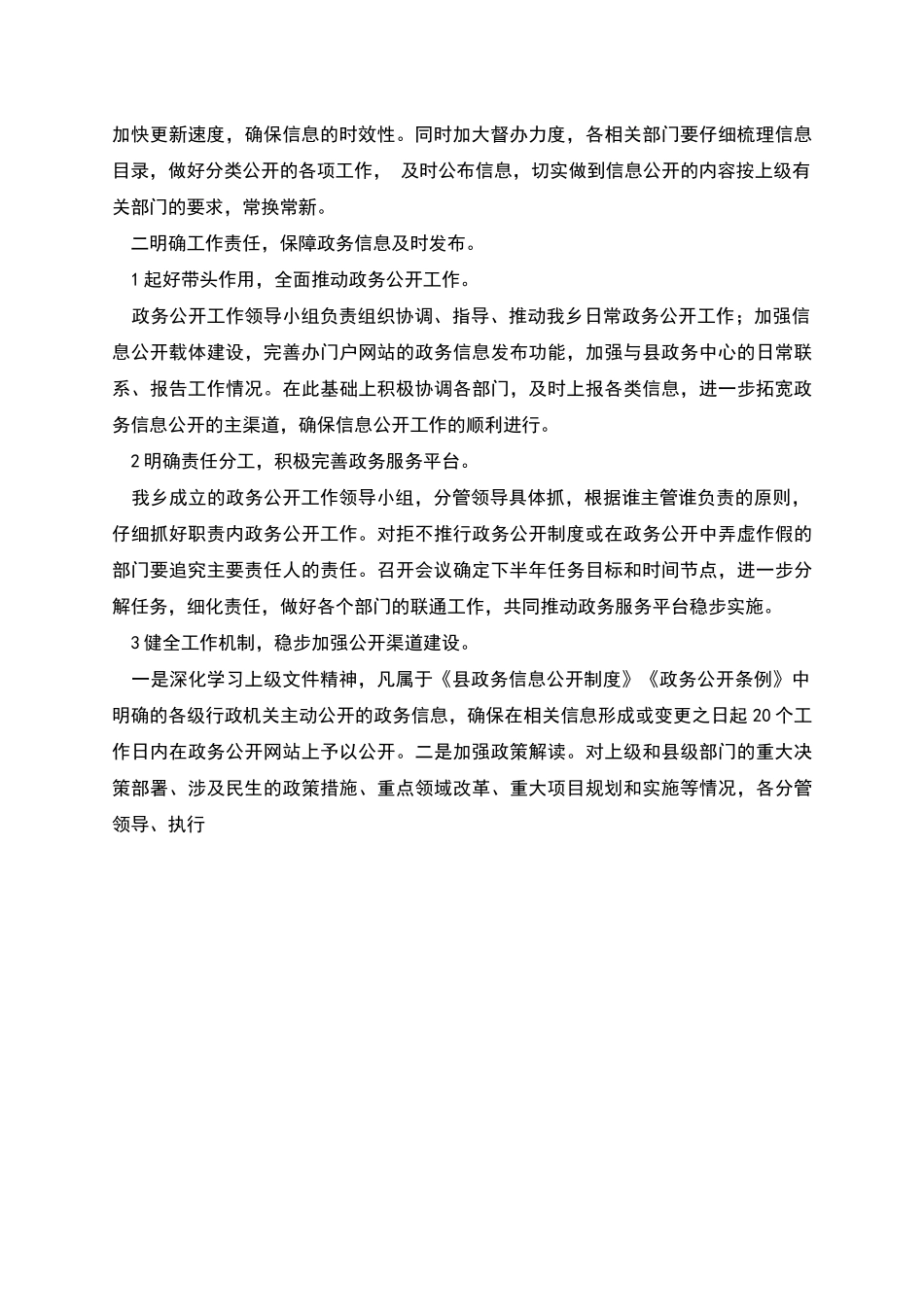 某镇上半年政务公开计划汇报_第2页