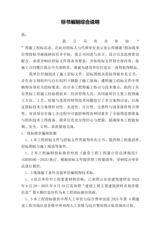标书综合说明
