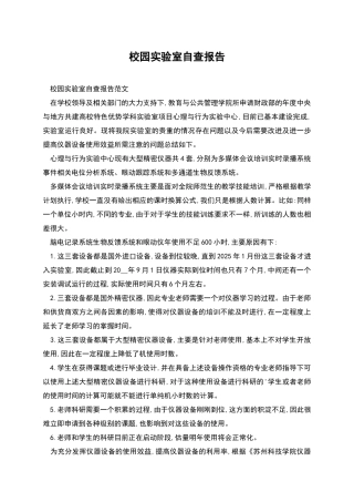 校园实验室自查报告