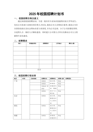 校园招聘计划书