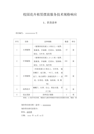 校园花卉租赁摆放服务技术规格响应