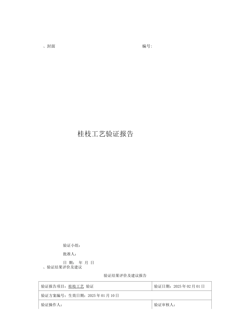 桂枝工艺验证报告及工艺规程_第1页
