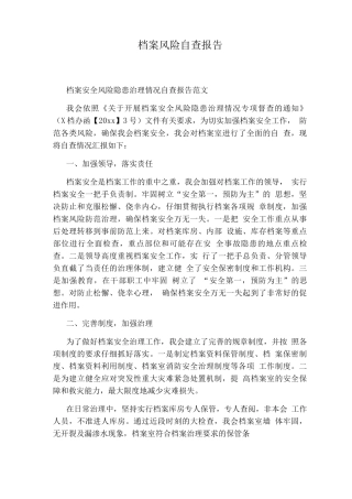 档案风险自查报告