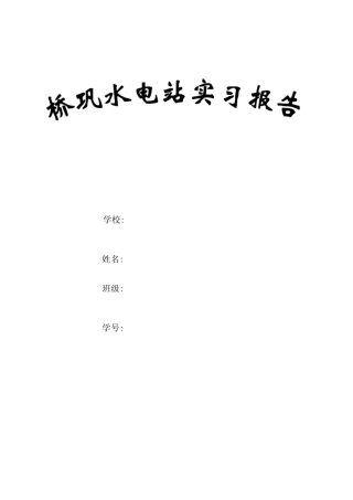 桥巩水电站实习报告03版本
