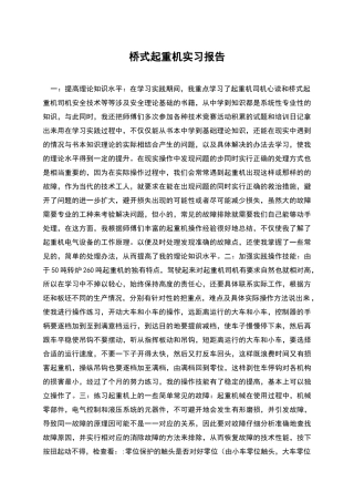 桥式起重机实习报告