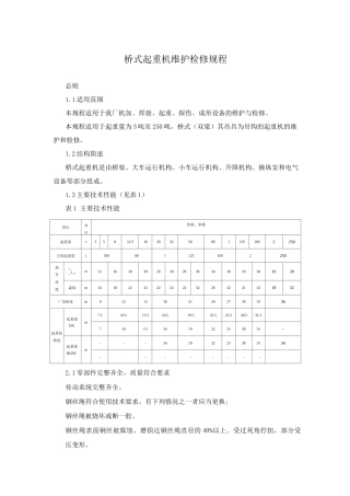 桥式起重机维护检修规程