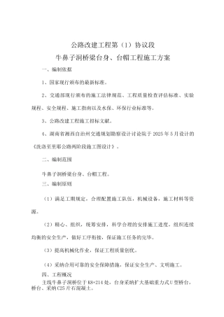 桥梁台身台帽施工方案