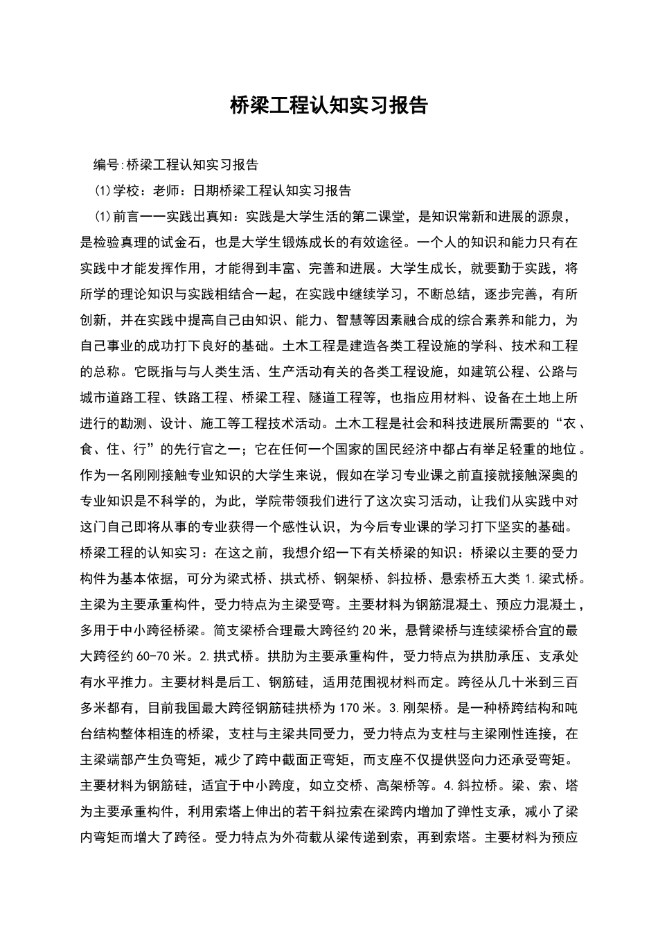 桥梁工程认知实习报告_第1页