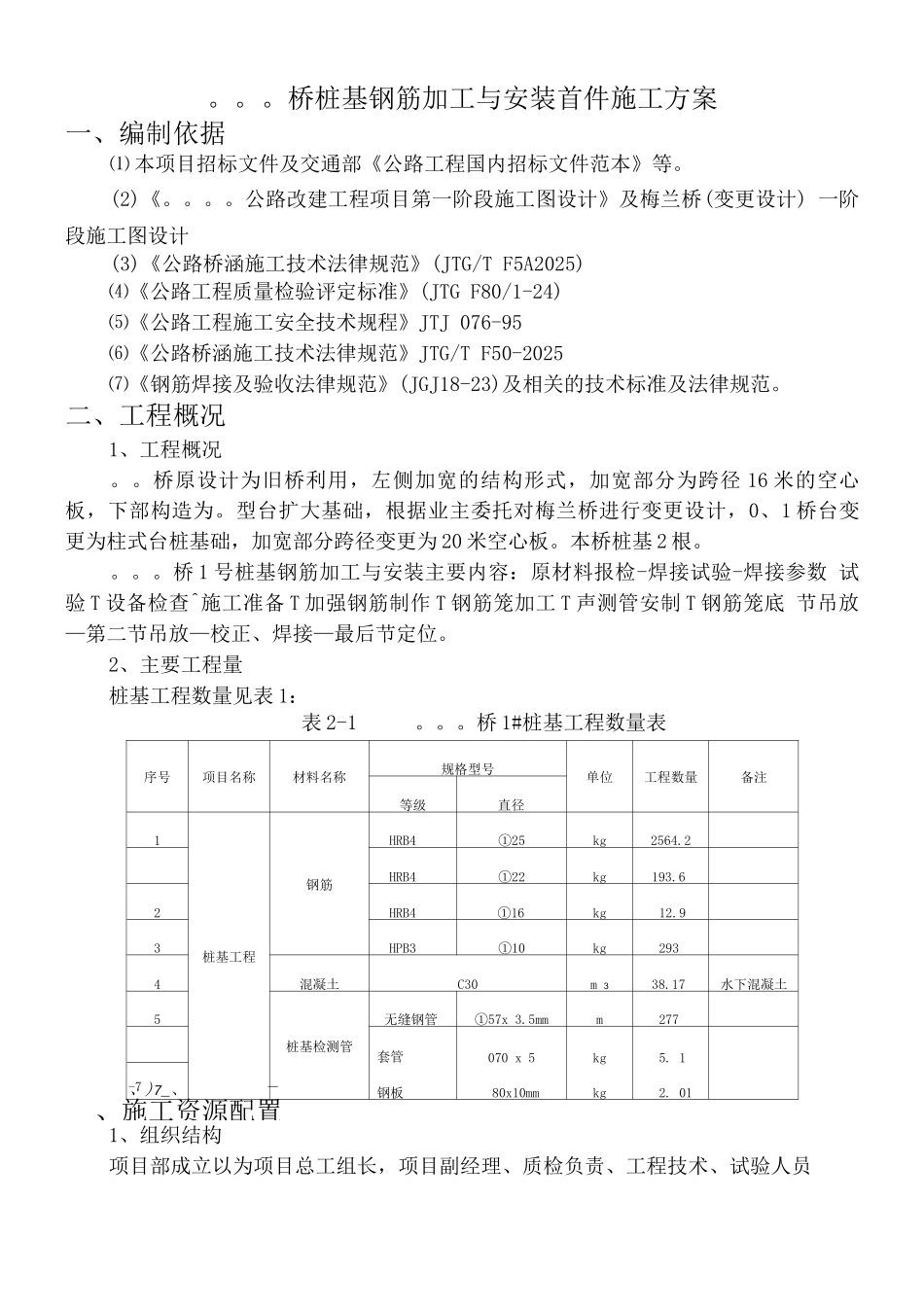 桥梁桩基钢筋加工与安装首件施工方案_第1页