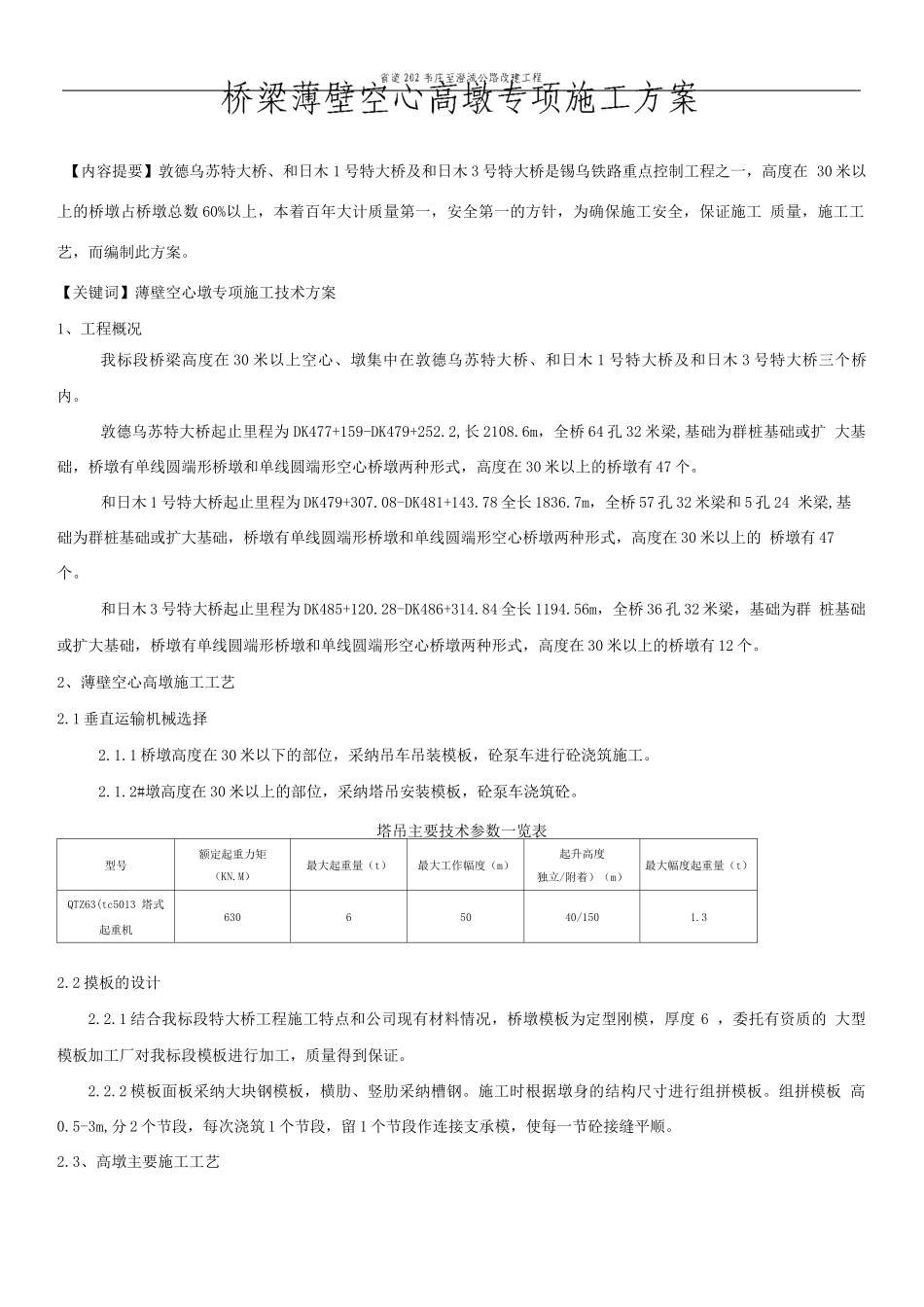 桥梁薄壁空心高墩专项施工方案_第1页