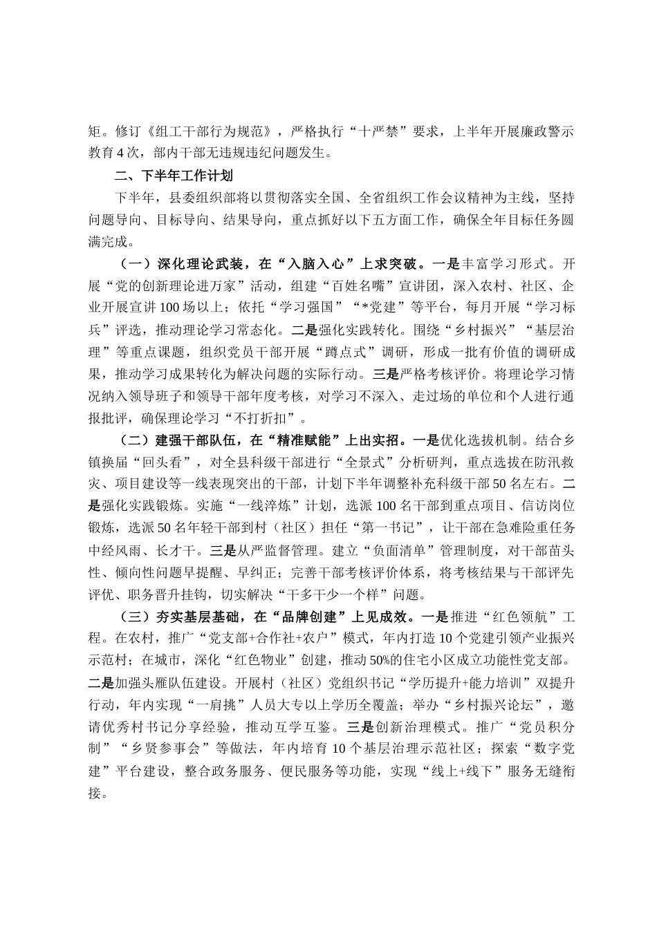 县委组织部2025年上半年工作总结暨下半年工作计划_第3页