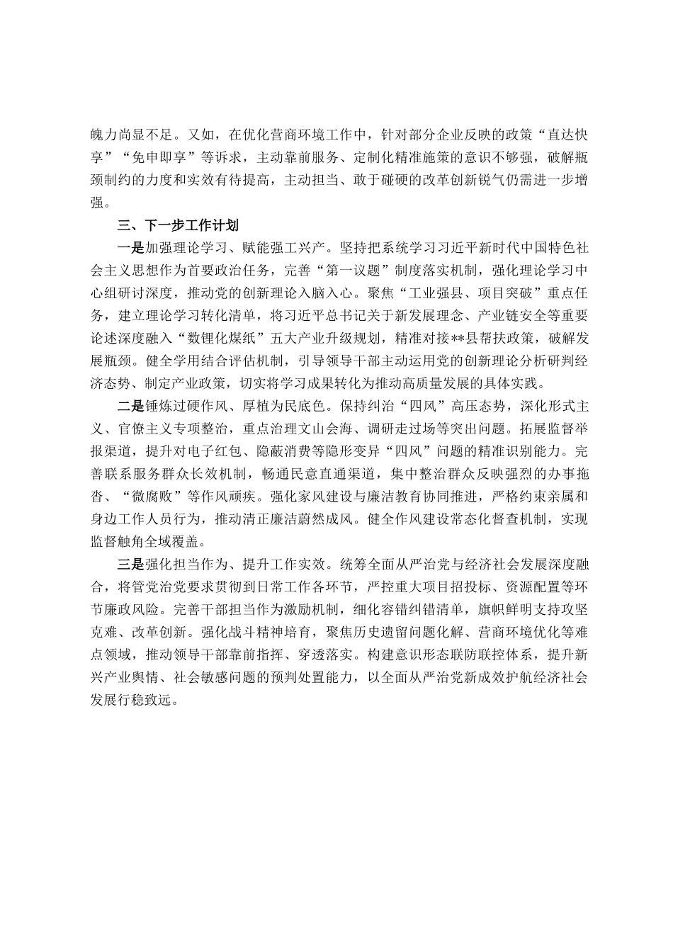 县长2025年上半年全面从严治党情况报告_第3页