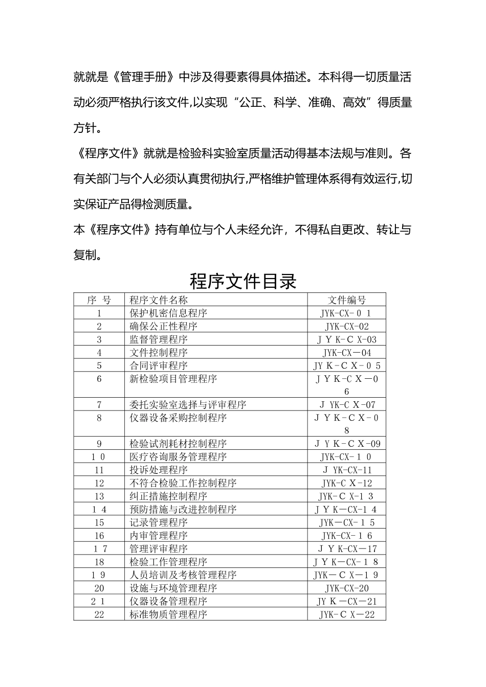 检验科质量管理体系程序文件_第2页