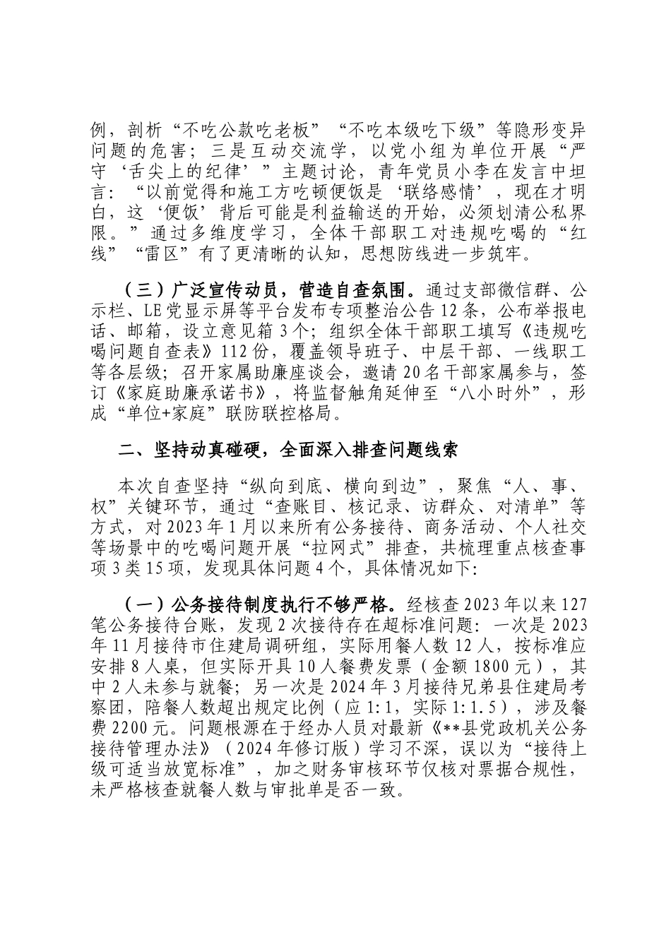县住房和城乡建设局党支部关于违规吃喝问题专项自查情况的报告_第2页