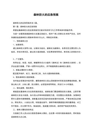 森林防火的应急预案
