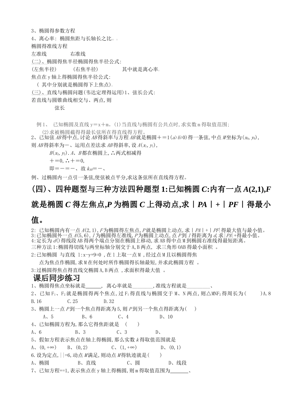 椭圆知识点总结_第3页