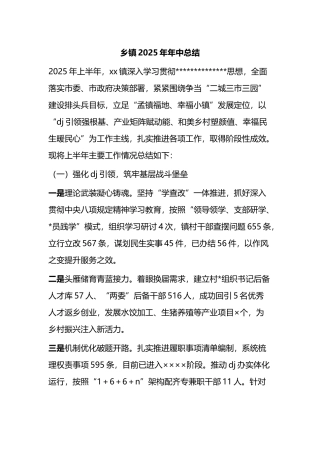 乡镇2025年年中总结
