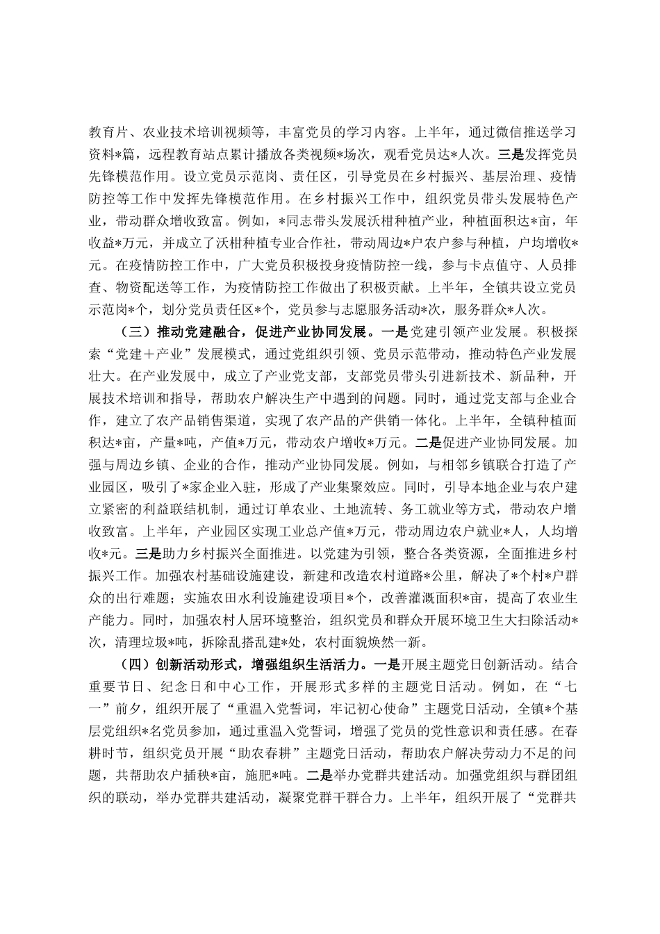 乡镇2025年上半年党建工作情况总结_第2页