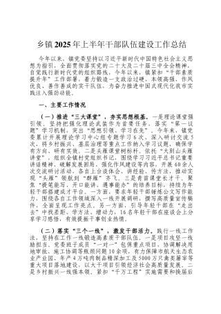 乡镇2025年上半年干部队伍建设工作总结