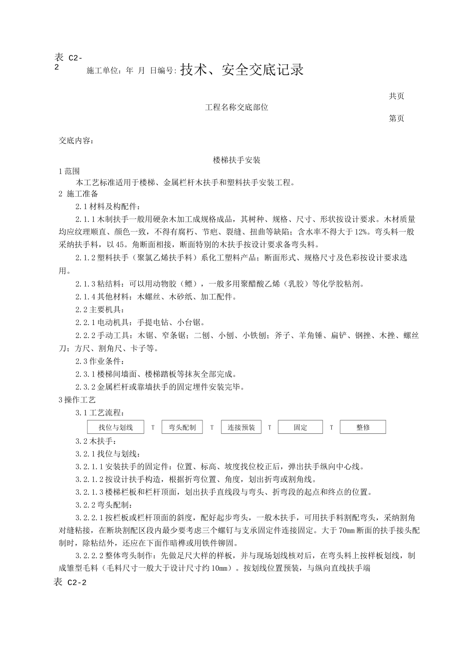 楼梯扶手安装工艺技术交底_第1页