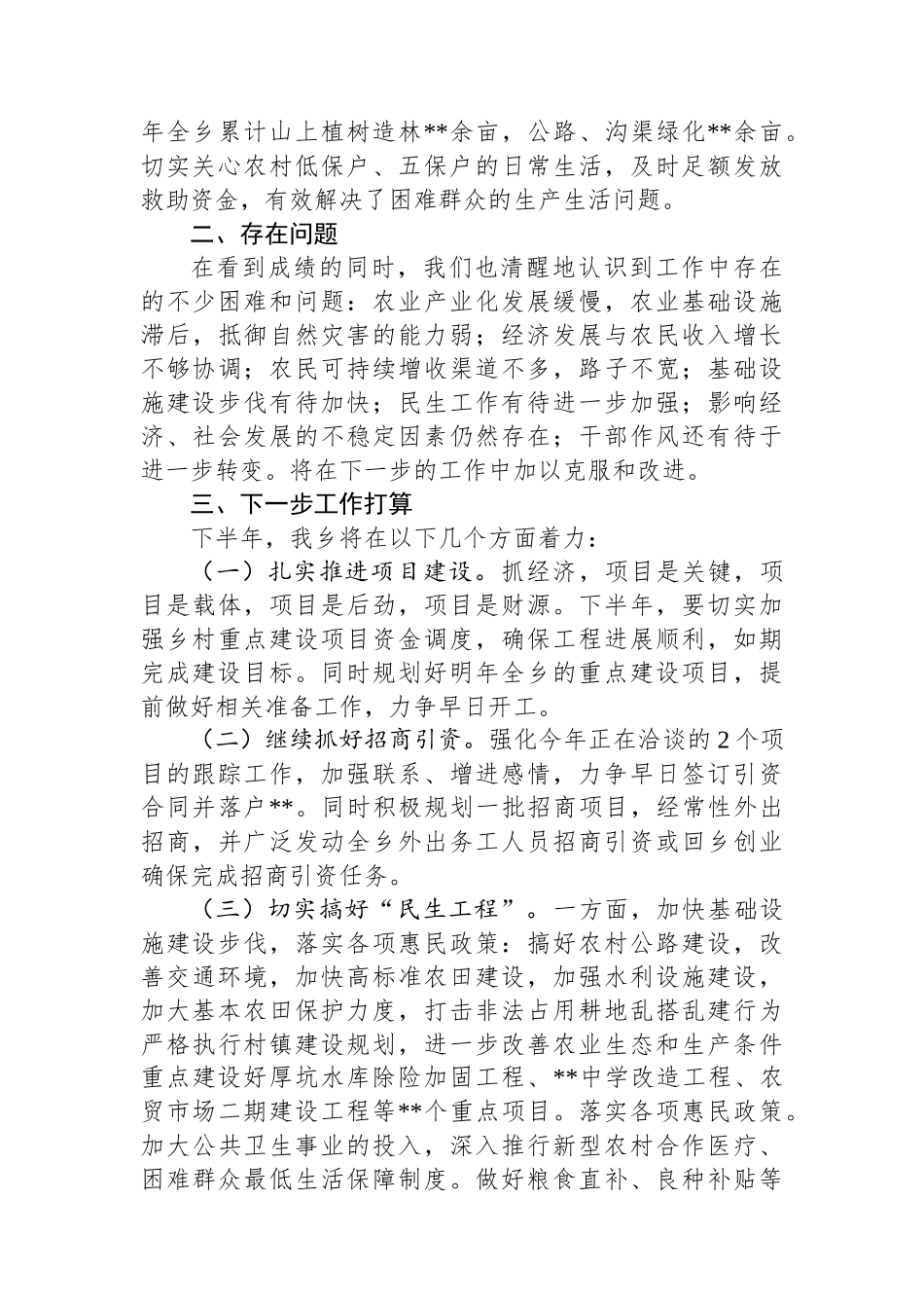 乡政府2025年上半年工作总结_第3页