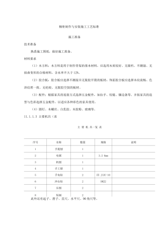 橱柜制作与安装施工工艺标准
