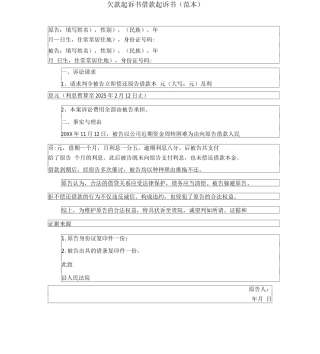 欠款起诉书借款起诉书
