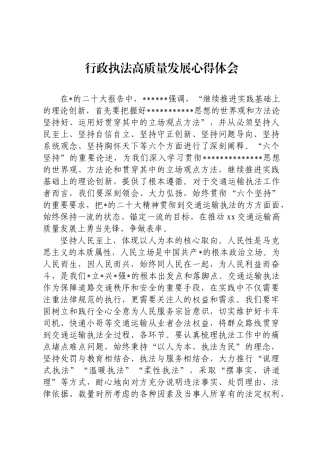 行政执法高质量发展心得体会