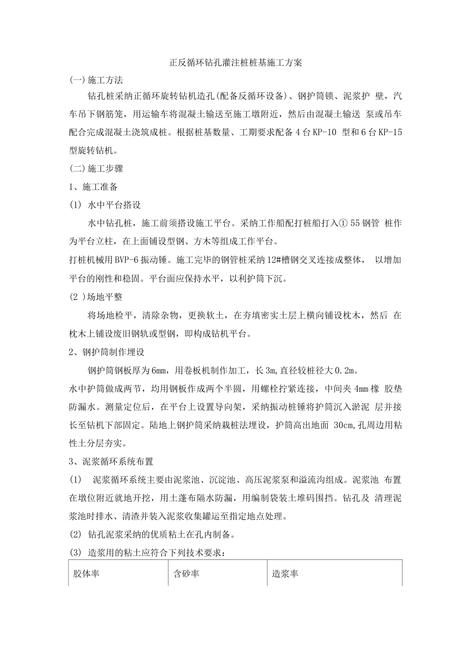 正反循环钻孔灌注桩桩基施工方案_第1页
