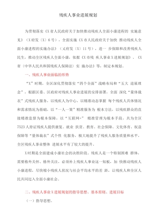 残疾人事业发展规划