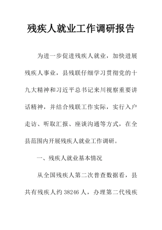 残疾人就业工作调研报告