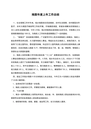 残联年度上年工作总结