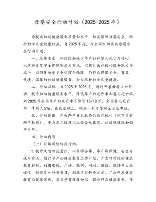 母婴安全行动计划