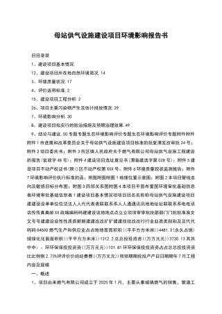 母站供气设施建设项目环境影响报告书