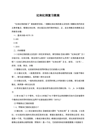 比和比例复习教案