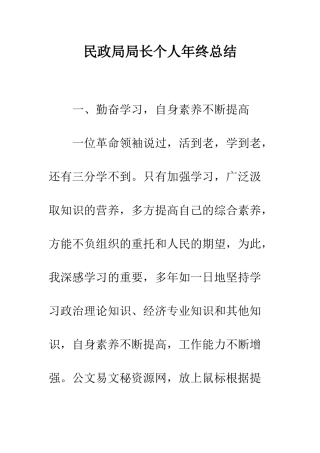 民政局局长个人年终总结