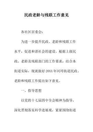 民政老龄与残联工作意见