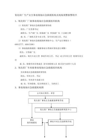 氧化铝厂生产安全事故现场应急救援机构及现场预警报警程序