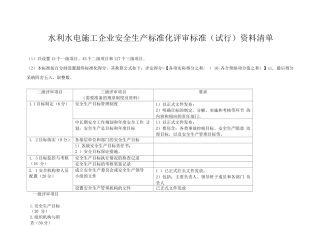 水利水电施工企业安全生产标准化资料清单