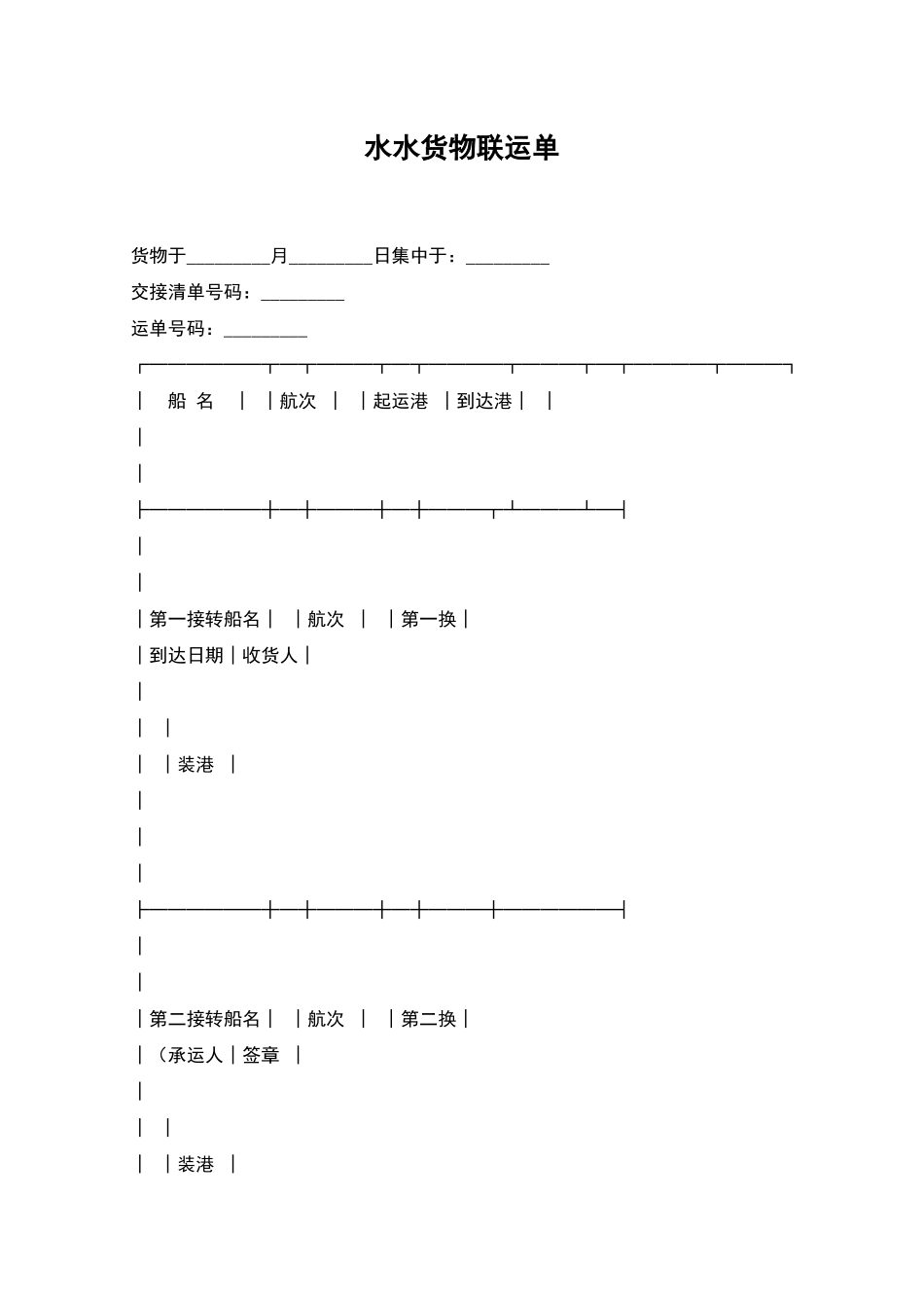 水水货物联运单_第1页