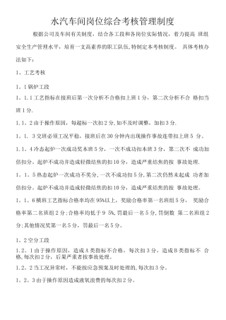 水汽车间岗位综合考核管理制度