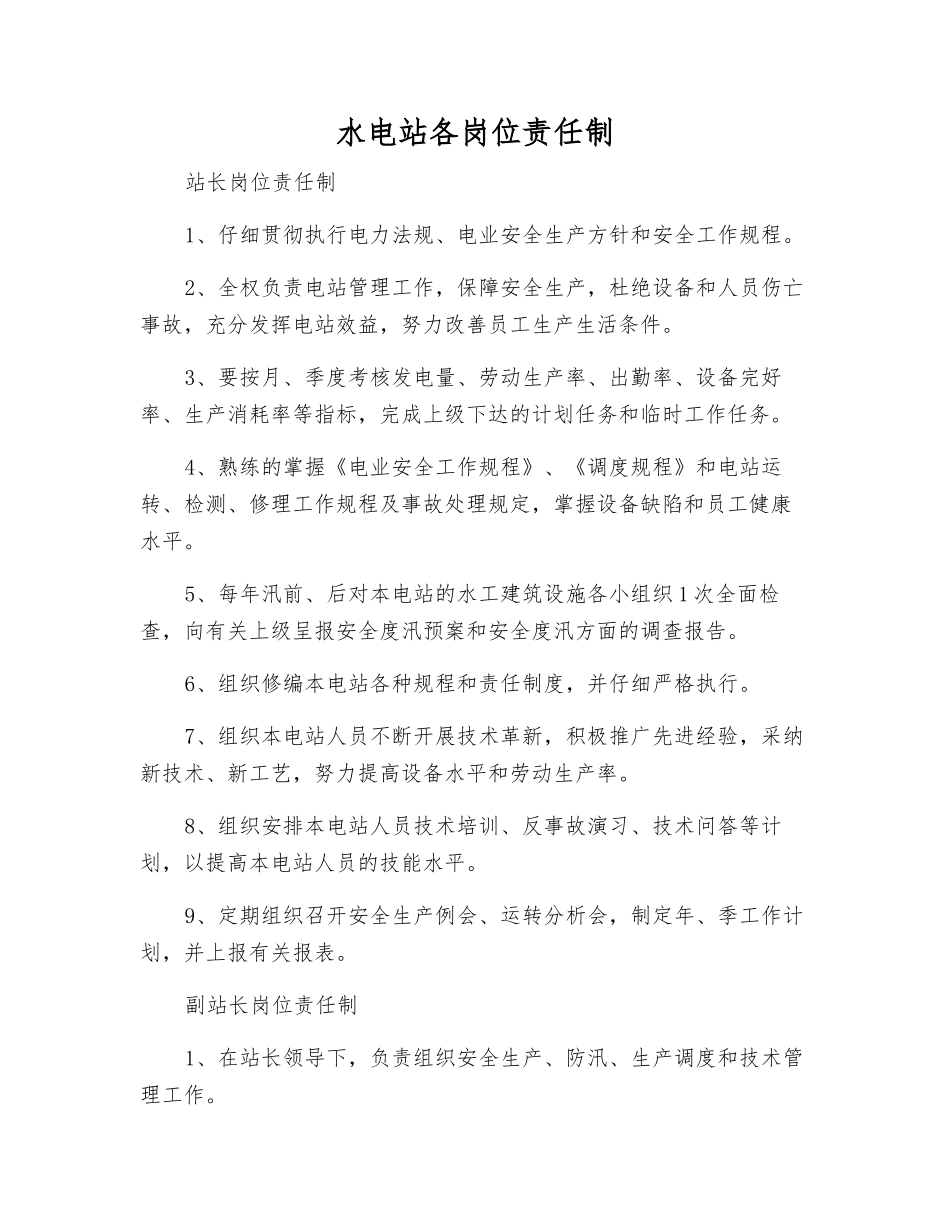水电站各岗位责任制_第1页