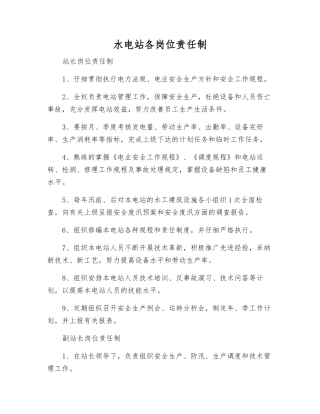 水电站各岗位责任制